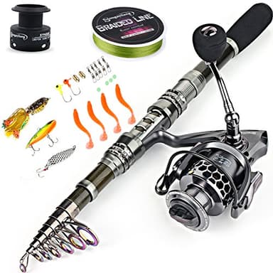Sougayilang Pesca Rod Combos con telescópico caña de Pescar Spinning Carretes Pesca Bolsa de Transporte para Viajes Agua Salada Agua Dulce Pesca, 2.7M/8.86FT, Fishing Full Kits Without Carrier Case
