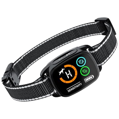 Collar Antiaullidos para Perros, Modos Sonido/Vibración/Vibración Fuerte, Detección Inteligente de Aullidos, Recargable, Impermeable IP67, para Perros Pequeños y Grandes (Negro)