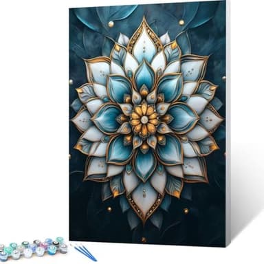 Pintar por Numeros Adultos Mandala, DIY Pintura por Números Niños, Pintura al óleo para Principiantes, Flor Manualidades Adultos Pintar por Números, Decoración del Hogar Sin Marco 40x55 cm X-3