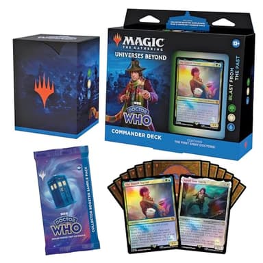 Magic The Gathering Mazo de Commander de Doctor Who, Blast from The Past (mazo de 100 Cartas, sobre de coleccionista con 2 Cartas de Muestra + Accesorios) (Versión en Inglés)