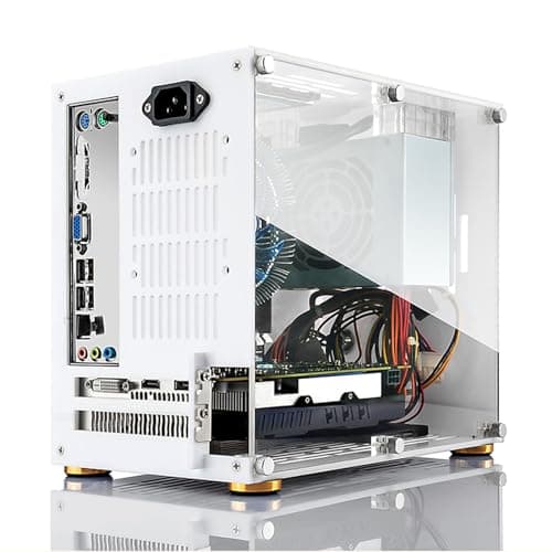 Mini ITX PC Gaming Case, 360 Grados de Tipo Abierto Lado Acrílico Transparente Mini ITX PC Case Admite Placa Base Mini ITX 170x170 Mm, Chasis de Computadora Portátil para Juegos