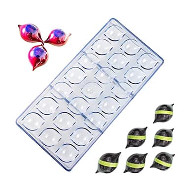 LIANCHEN Molde Policarbonato Chocolate Molde para Bombones de Policarbonato Policarbonato Transparente 3D Molde Chocolate Molde Transparente de 21 Agujeros Plástico Para Cubitos Hielo Caramelos (B)