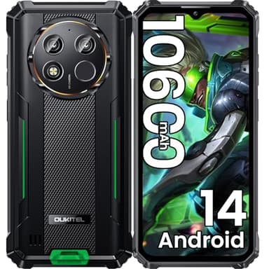 OUKITEL WP28E(2025) Movil Resistente, 10600mAh Movil Irrompible Android 14, 16GB (4+12)+64GB (TF 1TB) Teléfono Móvil Todoterreno 6.52" HD Smartphone, Cámara 13MP+ 5MP, 4G Dual SIM/OTG/GPS/NFC, Verde