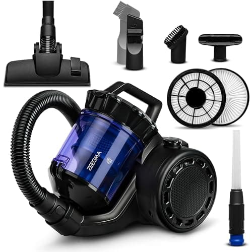 Zeegma Zonder Base Aspirador aspiradorb 900W ciclónico sin Bolsa de Alta Potencia de succión 2 filtros HEPA H13 y Lavables Depósito de Polvo Apto para alérgicos 2,5 litros Negro