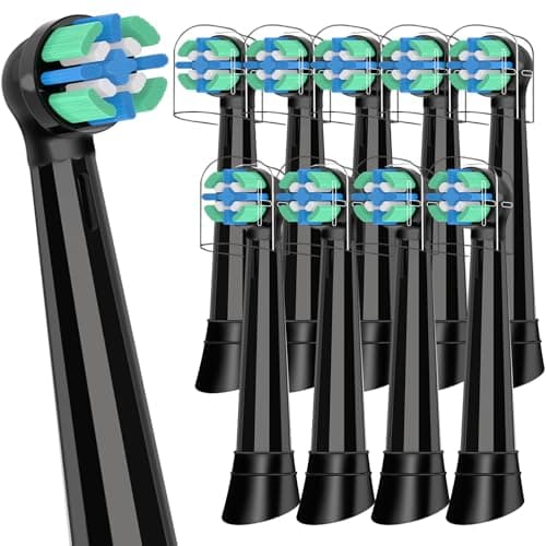 Cabezales compatibles con Oral B iO cepillo de dientes eléctrico, para 2/3/4/5/6/7/8/9/10 serie, cerdas suaves para proteger dientes y encías, negro, 10 unidades
