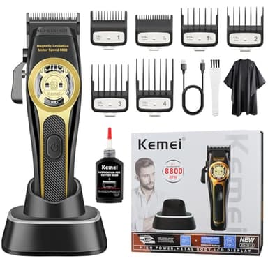 KEMEI 2373 - Cortapelos profesional para hombres, motor sin escobillas Maglev, juego de cortapelos inalámbrico para hombre, máquina de peluquería con hoja DLC ajustable