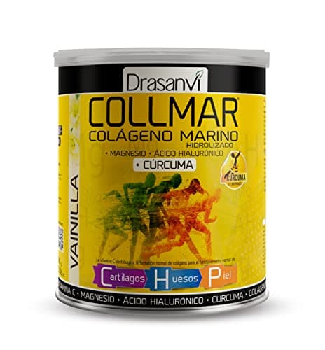 Drasanvi COLLMAR Colágeno Marino Hidrolizado + Cúrcuma con Magnesio, Vitamina C, Ácido Hialurónico para bienestar articular y muscular |Máx. asimilación 9.355 mg/día | 300g de polvo | Sabor Vainilla