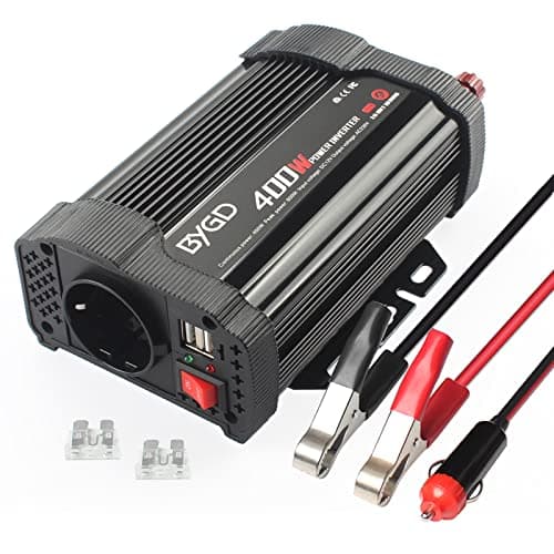 BYGD Inversor de Corriente 400W/800W 12V DC a 220V 230V AC convertidor con Adaptador de Cargador de Coche rápido USB Dual 3.1A ，Inversor de Coche Transformador para Coche, Phone,Y Tableta,cámping