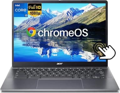 acer Laptop Chromebook Plus 514 con pantalla táctil 2024, FHD de 14 pulgadas, Intel 8-Core i3-N305, 8GB LPDDR5 RAM, 512GB SSD, laptop Chromebook empresarial, Wi-Fi 6E, cámara web 1080P, lector de