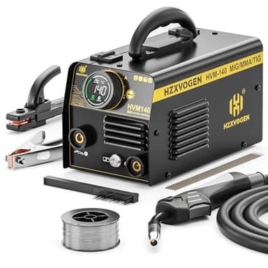 H HZXVOGEN Soldador de Hilo Sin Gas 140A 230V 3 en 1 Portátil Máquina de Soldar MIG Flux Inversor MIG ARC LIFT TIG Soldadora (HVM140)