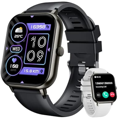 Reloj Inteligente Hombre Smartwatch con Llamadas - 1.83“Smart Watch Impermeable Podómetro Pulsómetro Oxigeno Monitor de Sueño Presion Arterial 123 Modos Pulsera Actividad Deportivo para Android iOS