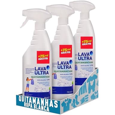 L115 Quita Manchas Spray para Ropa Blanca, Quitamanchas Ropa, Elimina Todo Tipo de Manchas : Vino, Chocolate, Tomate, Grasa, Aceite, Sangre, Maquillaje y más (Pack 3 x750 ml.)