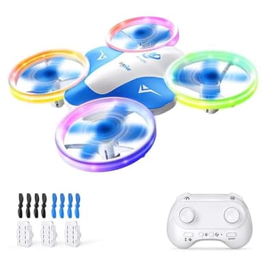 Korffe Mini dron para niños de 6, 7, 8, 9 y 10 años en adelante, avión teledirigido de juguete para niños y principiantes con luces LED, regalos para interiores y exteriores para niños y niñas