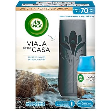 Air Wick Freshmatic 1 Aparato y 1 Recambio de Ambientador Spray Automático, Esencia con Aroma a Oasis Turquesa, El embaleje puede variar