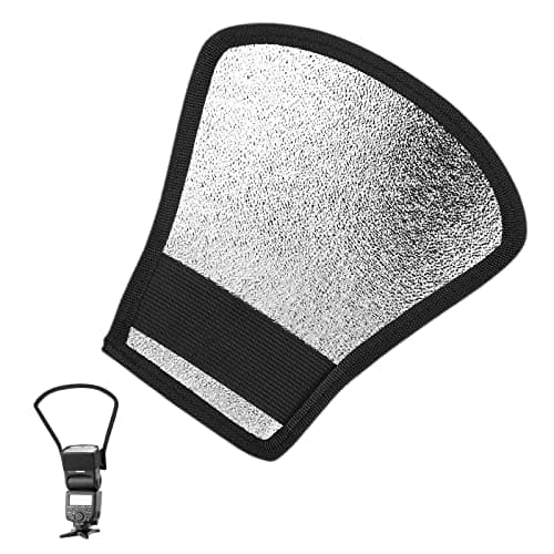 Reflector de Flash, 2 en 1 Difusor de Luz con Banda de Goma, Reflector Plata/Blanco para Nikon Canon Yongnuo Speedlite Softbox
