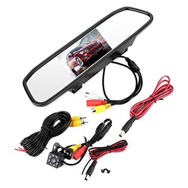 Kit de Monitor de Espejo retrovisor de Coche 4.3in HD Mirror Dash CAM Cámara de Respaldo Impermeable 8LED Espejo retrovisor Cámara Monitor Visión Nocturna