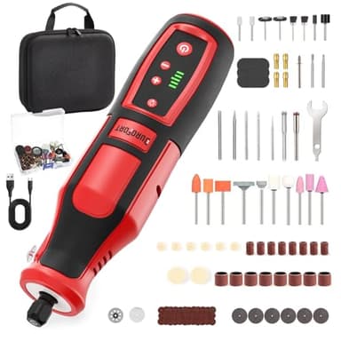 DuroFort Juego de Mini Amoladora, Herramienta Rotativa 8V con 146 Accesorios, 5 Velocidades Ajustables, 17000-35000RPM, Herramienta Rotativa Para Desincrustar, Esmerilar, Cortar, Pulir