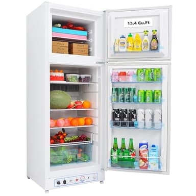 SMETA Nevera Gas con Congelador, 265L (203L+62L), Refrigerador Congelador Gas/220V, Refrigerador Congelador Combinado, Refrigerador Camping Gas para Autocaravana, Garaje, Caravana, Home, Blanco