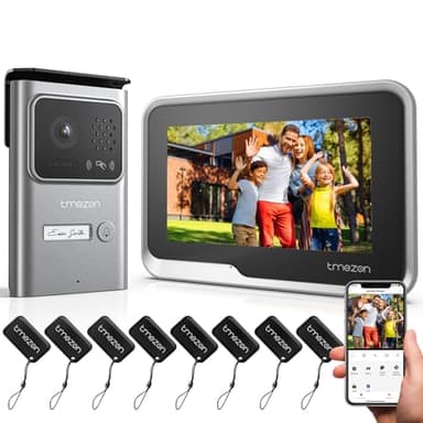 TMEZON Videoportero WiFi 2 Hilos,Sistema de intercomunicación con Pantalla táctil de 7",Timbre de Video 1080P,Desbloqueo por aplicación/Tarjeta,Detección de Movimiento,grabación y reproducción