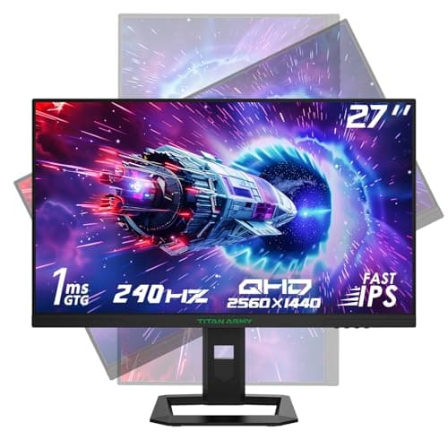 TITAN ARMY 27" Monitor Gaming 240Hz 2K, Fast IPS, QHD 2560 x 1440p Vertical Monitor, 1ms, HDR 400 135% sRGB, FreeSync y G-Sync Monitor de Computer, Cuidado de Los Ojos, VESA, DP, HDMI, P2710S