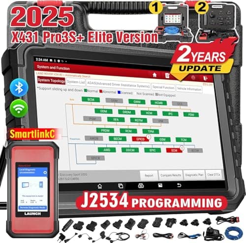 LAUNCH X431 PRO3S+ Elite SmartlinkC Profesional Diagnosis Coche Multimarca con Sistema Completo Bidireccional 37+ Reinicio ECU Codificación FCA OE Mapa topológico Escáner Diagnóstico CANFD/DOIP/J2534