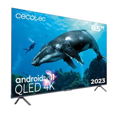 Cecotec VQU30085+ TV 85" QLED 4K UHD, 120Hz, Full Array Local Dimming 144 Zonas, Smart TV Android 11, HDMI 2.1, Google Voice Assistant, Dolby Visiotmos, SubWoofer 60W, Wi-Fi, BT, PVR