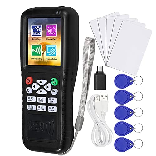 JasugKEY RFID Smart Card Copier, RFID Reader Writer Duplicator, Lector NFC, Decodificador de Tarjeta encriptada, con llaveros grabables Tarjetas Software Gratuito, decodificación de Aplicaciones