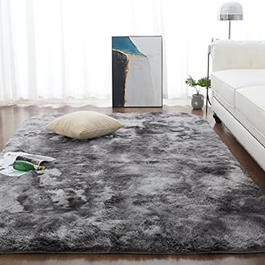 CHOSHOME Alfombras para Sala de Estar Alfombra Grande Suave y Esponjosa Alfombras Peludas Que no se Desprenden Alfombra Motley Tie-Dye Alfombras Modernas para Interiores, Gris Oscuro, 150 x 240 CM