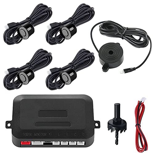 MOCNT Kit de Sensor de Aparcamiento Coche 4 Sensores de Aparcamiento Sistema Radar Inverso Traseros Sensores de Estacionamiento Marcha Atrás Alarma de Sonido Negro