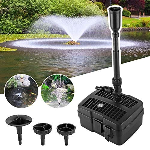 YAOBLUESEA Bomba de Estanque Filtro de Estanque UVC Filtro de Estanque Fuente de Estanque 4 en 1 con Filtro Clarificador UV CUF-2505 1000L / H 24W 10m Cable de Alimentación Diseño de Jardín y Fuente