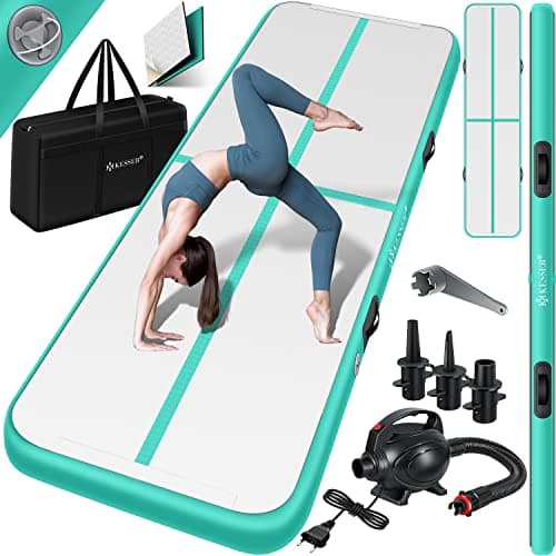 KESSER® Colchoneta de gimnasia, inflable Airtrack, colchoneta de gimnasia 3/4/5/6 m | Esterilla de yoga, esterilla de Tumbling, esterilla de ejercicio, Menta verde, 400 x 100 x 10 cm