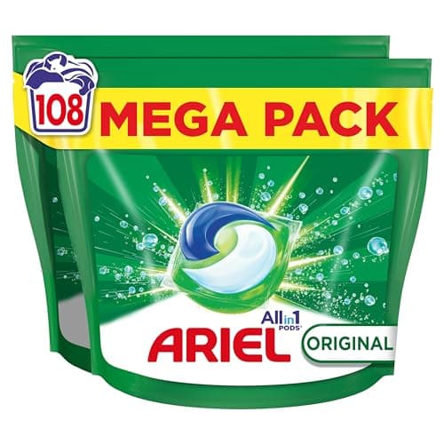 Ariel Todo En 1 PODS, Detergente Líquido Para Lavadora 108 Cápsulas Original Lavados, 5 Acciones Para Una Limpieza Increíble