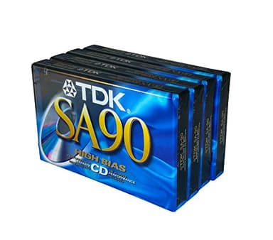 Cinta de audio Cassette 90 minutos TDK SA-90 (4 Unidades)