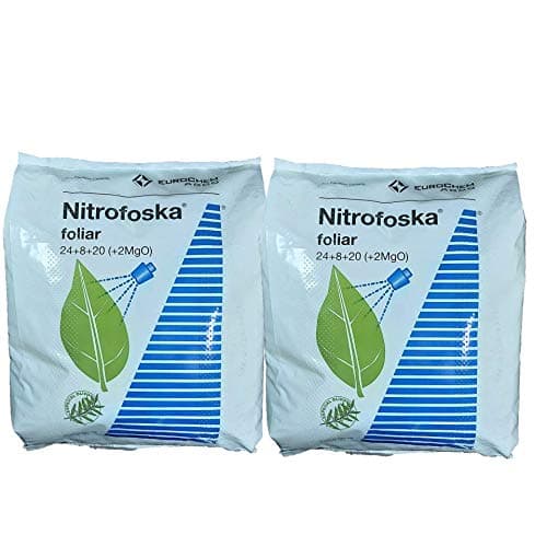 Nitrofoska Abono foliar 24-08-20. 10 KGS(2X5kgs). Primavera y brotacion. Fertilizante nitrogenado.Abono foliar para olivos
