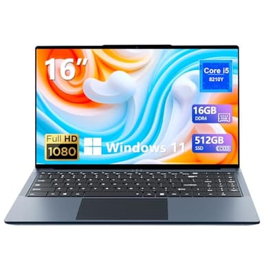 Ordenador Portátil 16 Pulgadas, PC Portátil Core I5 CPU, PC Portable 16GB RAM+512GB SSD, Windows 11 Laptop with Clavier Rétroéclairé, Teclado numérico,Type-C/TF Card Slot/USB 3.0*3/Batería 5800mAh