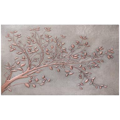 Protector contra salpicaduras de metal, 18 x 30 pulgadas, ramas de árbol (gris y cobre)