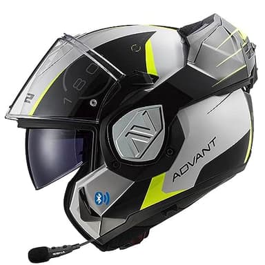 LS2 ADVANT FF906 Bluetooth Sena Intercom Integrado Codex Blanco Amarillo - Casco de Moto Modular - Integral P/J + Pinlock - Homologado ECE 22.06 (XL)