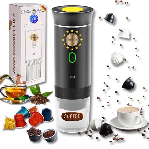 Astur Group Cafetera Portatil Capsulas, Cafetera Multicapsulas y Molido, Maquina de Cafe, Cafetera Capsulas Portatil, Calienta Agua Batería Recargable USB, Ideal Viajes, Camping y Oficina
