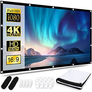 Osoeri Pantalla Proyector 100 Pulgadas 16:9 HD Antiarrugas Plegable Portátil Lavable Tela Proyector, Pantalla de Proyección de Doble Cara para Patio, el hogar, Teatro Exterior