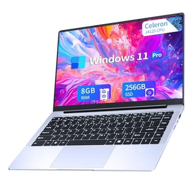 Ordenador Portátil Win11 Pro Celeron J4125 PC Portátil 14.1 Pulgadas FHD Pantalla IPS (8GB LPDDR4 RAM 256GB SSD Laptop), PC Portatil Convertible 180°, BT5.0, USB3.0, Protege el teclado español