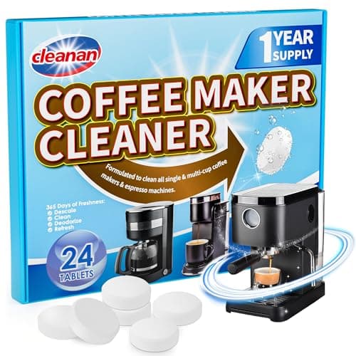 Descalcificador Cafetera Tabletas - Paquete de 24, Elimina la Cal, Limpieza Profunda, Mejora el Sabor del Café, Compatible con Todas las Marcas y Tipos de Cafeteras