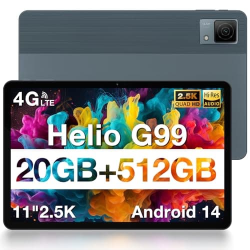 DOOGEE T40 Tablet 11 Pulgadas 20GB RAM+512GB ROM /2TB Tablet Android 14 2.5K FHD+Tablet PC, Helio G99 Tablet LTE/8580mAh/16MP+8MP, Dual 4G Tablet con Sim+5G WiFi/Face ID/OTG/BT5.0/GPS/3.5mm Jack-2025