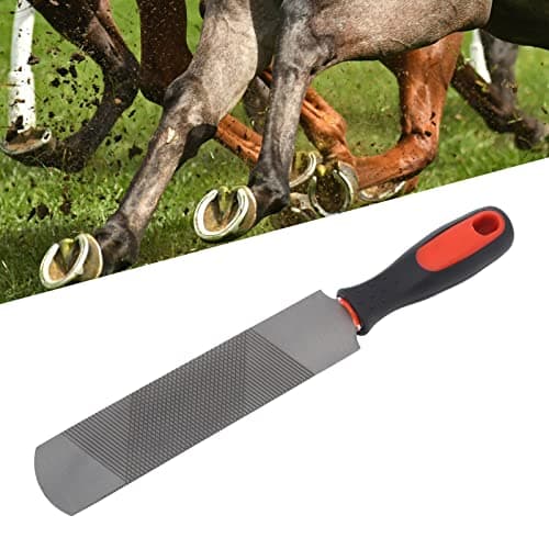 Tnfeeon Escofina de Pezuña de 8 Pulgadas, Lima de Herradura con Mango Flexible, Herramienta de Lima de Herrador de Acero Al Carbono, Adecuada para Pezuñas de Caballo, Cabra, Vaca, Burro