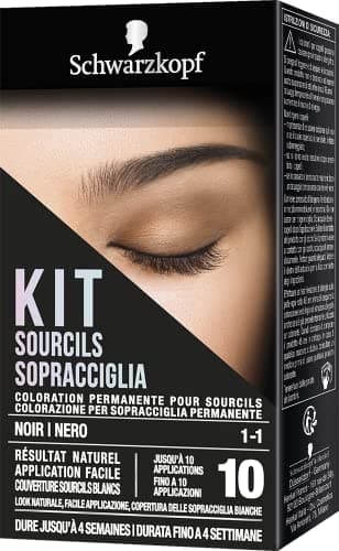 Schwarzkopf, Kit de cejas para coloración permanente para cejas, tinte para cejas, hasta 10 aplicaciones, tono 1-1 negro