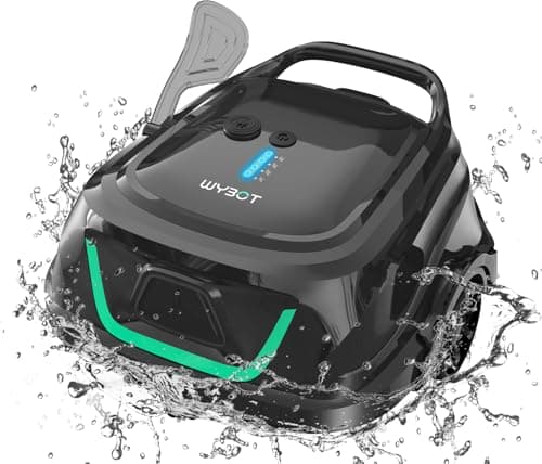 Robot Limpiafondos Piscina Electrico sin Cable para Aspirador Piscinas de Hasta 100m², 4 Ciclos de Limpieza, 120 Mins Succión Potente, 2,5h Carga Rápida Limpiafondos Automatico con Doble Filtración A1
