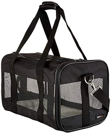 Amazon Basics Bolsa transportadora para mascotas Gato, Perro AMZSC-002 con lados blandos, M, 42 x 27 x 28 cm (L x An x Al), Negro