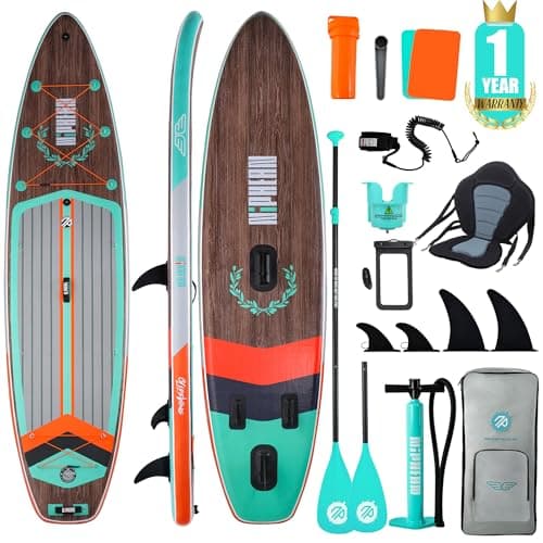 Niphean (Extra Grande) Paddle Surf Hinchable, Tabla Paddle Surf Hinchable 2+1 Personas/Familia, Paddle Surf con (Apto para Principiantes) Aleta Equilibrada, Funda Waterproof, Sup para Adultos, Regalo