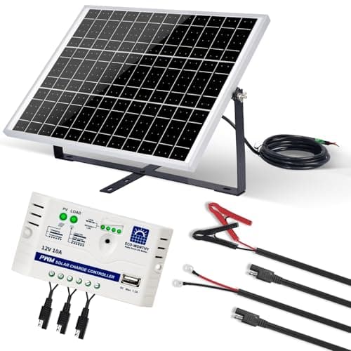ECO-WORTHY Placa Solar 12V 25W Kit Solar Monocristalino: Panel Solar para Jardín, Gallinero, Bomba, Luz, IP65, a Prueba de Agua con Soporte, Cable de Conexión SAE, Controlador USB