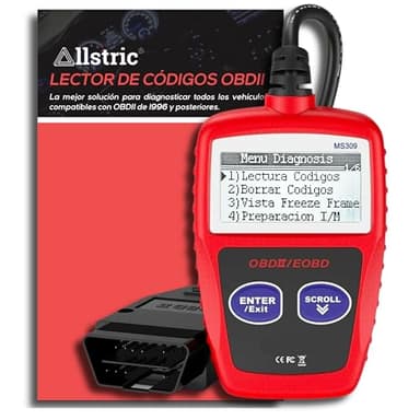 Allstric® Obd2 Diagnosis Coche Multimarca en Español. Maquina Diagnosis Coche con Cable. Lectura de Fallos (DTC) y Borrar Avería Motor. Lectura de información del vehículo y Prueba del Sensor O2.