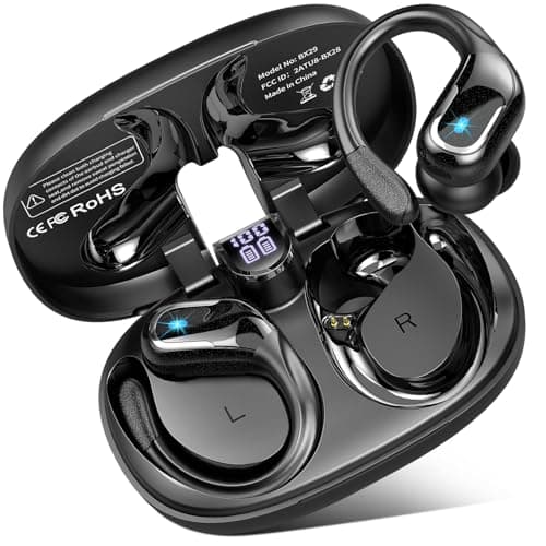Auriculares Inalámbricos Deportivos, 2024 75Horas Auriculares Bluetooth Sonido Estéreo, Cascos Inalambricos Bluetooth 5.4, Auriculares in Ear con ENC Cancelacion Ruido, IP7 Impermeable, Tipo-C, Negro